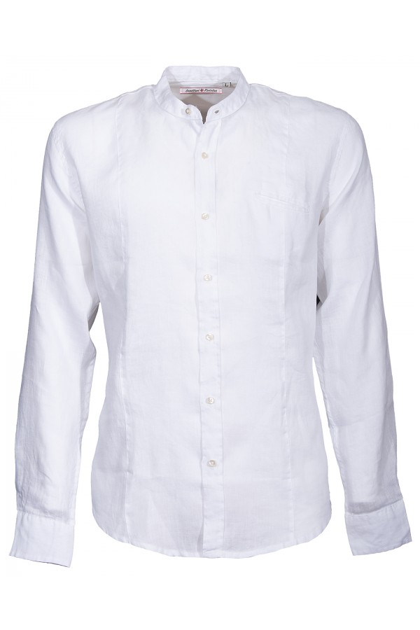 Camicia Canottieri Portofino alla coreana con logo Uomo bianco