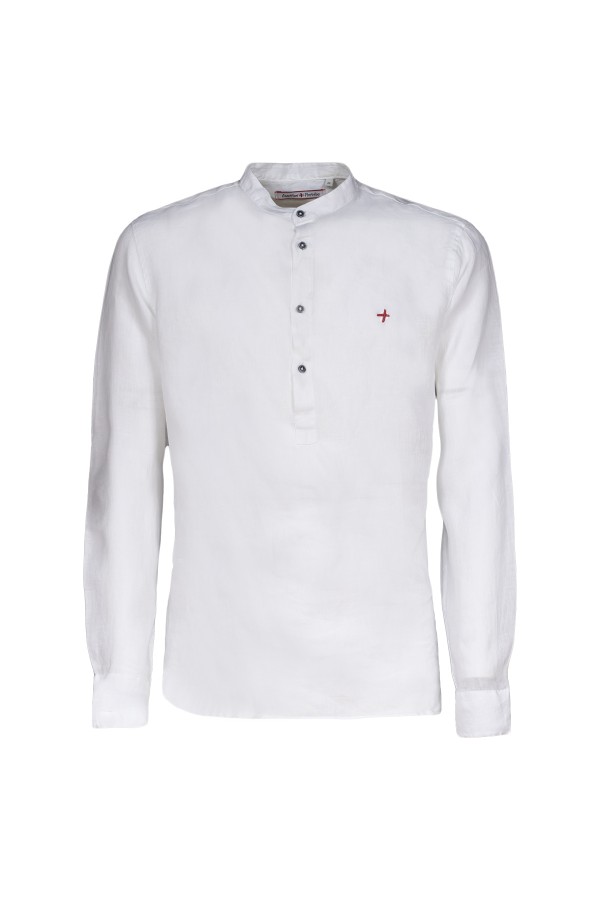 Camicia Canottieri Portofino in lino collo coreana Bianco