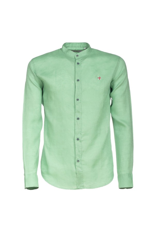 Camicia Canottieri Portofino in lino collo coreana Verde