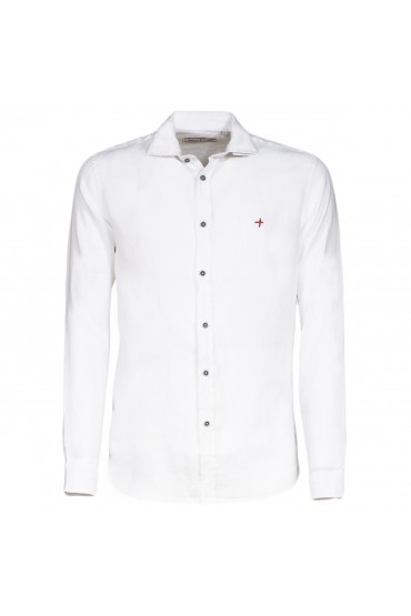 Camicia Canottieri Portofino in lino collo coreana Bianco