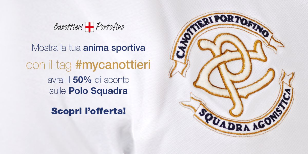 Mostra la tua anima sportiva. Pubblica un'immagine con il tag #mycanottieri sui social network avrai uno sconto del 50%